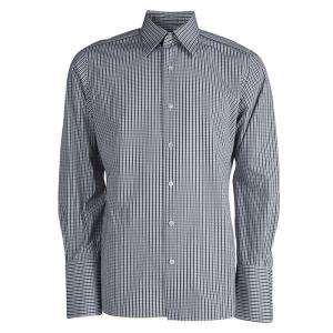Tom Ford Monochrome Checked Long Sleeve Buttondown Cotton Shirt  L