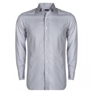 Tom Ford Lavender Textured Cotton Long Sleeve Button Front Shirt M