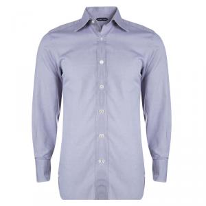 Tom Ford Purple Textured Cotton Long Sleeve Button Front Shirt M