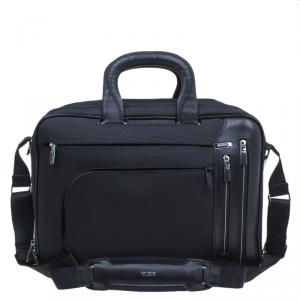 Tumi Black Canvas T-Pass Kennedy Deluxe Brief Laptop Bag