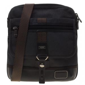 Tumi Grey/Brown Canvas and Leather Alpha Bravo Annapolis Messenger Bag