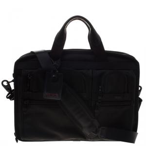 Tumi Black Nylon Alpha T-Pass Expandable Laptop Briefcase