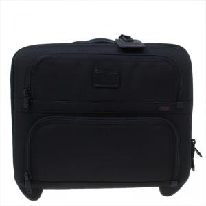 Pre Owned Tumi Black Canvas Alpha Compact Wheeled Brief Trolley