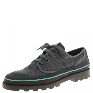 Valentino Grey Eyelet Embroidered Fabric Low-Top Sneakers Size 44