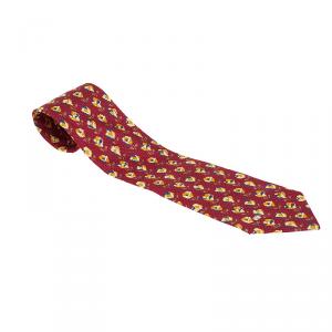 Valentino Red Floral Print Silk Tie