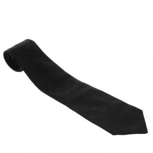 Valentino Black Zig Zag Embroidered Traditional Silk Tie