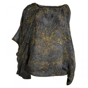 Pre Owned Alexander McQueen Silk Printed Drape Top S