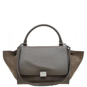 Pre Owned Celine Grey Leather Medium Trapeze Tote
