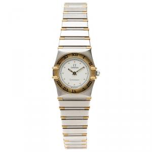 Omega White Stainless Steel Constellation Women's Wristwatch 24 MM