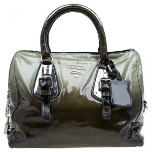 Pre Owned Prada Ombre Vernice Leather Sfumata Bowler Tote