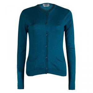 Pre Owned Yves Saint Laurent Blue Cashmere Button Down Cardigan S