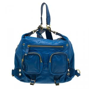 Gucci Blue Leather Medium Darwin Convertible Backpack Bag