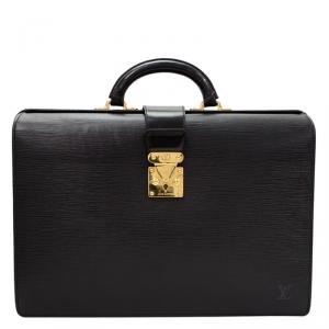 Pre Owned Louis Vuitton Black Epi Leather Serviette Fermoir Briefcase 