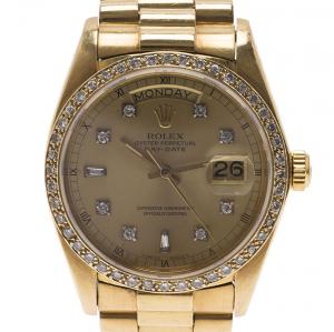 Rolex Gold 18K Yellow Gold President Date Just Unisex Wristwatch 38MM