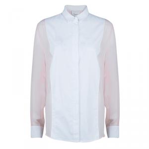 مملوكة مسبقًا قميص 3.1 فيليب ليم شيفون ثنائي اللون بأزرار أمامية M