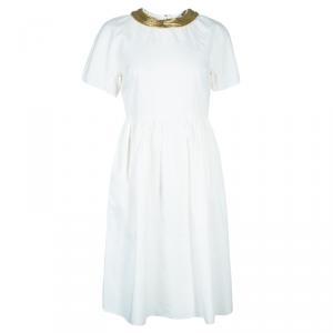 Pre Owned فستان 3.1 فيليب ليم أبيض مطرز بأكمام قصيرة S