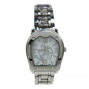 Pre Owned Aigner White Stainless Steel Verona Women's Wristwatch 33MM