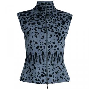 Alaia Grey Leopard Print Sleeveless Jacket S