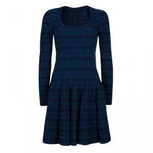 Pre Owned Alaia Navy Fit and Flare Dress M
