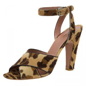 Azzedine Alaia Leopard Pony Hair Ankle Strap Sandals Size 40