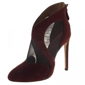 Alaia Maroon Suede and Mesh Ankle Boots Size 35