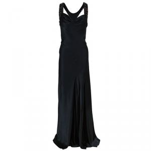 Alberta Ferretti Black Embellished Evening Gown L