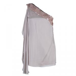 Alberta Ferretti Nude One Shoulder Top M