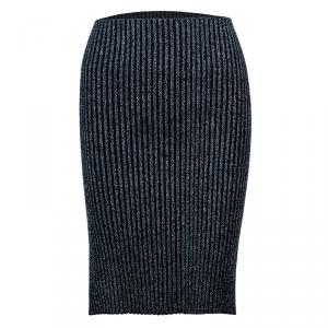 Alberta Ferretti Black Metallic Ribbed Skirt S