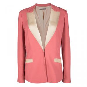 Alberta Ferretti Pink Contrast Silk Lapel Blazer M