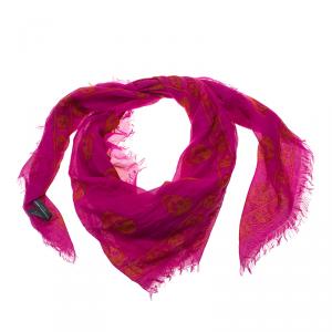 Pre Owned Alexander McQueen Pink Skull Print Scarf