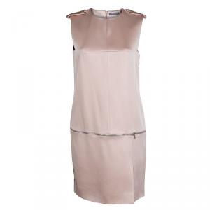 Alexander McQueen Pale Pink Washed Satin Zip Detail Sleeveless Dress S