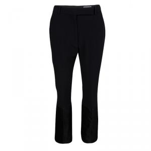 Pre Owned Alexander McQueen Back Leaf Crepe Jacquard Panel Detail High Waist Trousers S