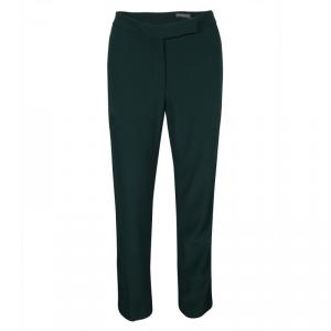 Pre Owned Alexander McQueen Green Leaf Crepe Loose Fit Cropped Pants M