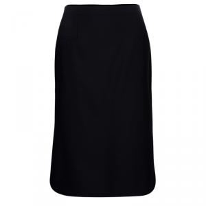 Pre Owned Alexander McQueen Black Wool and Silk Skirt L