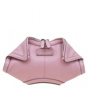 Pre Owned Alexander McQueen Pink Leather De Manta Small Clutch
