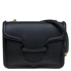 Pre Owned Alexander McQueen Black Leather Heroine Chain Shoulder Bag