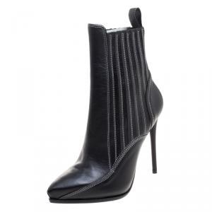 Pre Owned McQ by Alexander McQueen Black Leather Lex Chelsea Ankle Boots Size 36