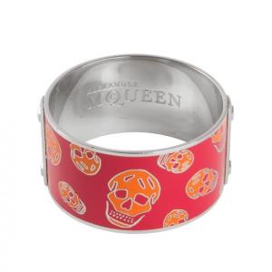 Alexander McQueen Skull Printed Red Resin Large Bangle Bracelet