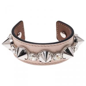 Alexander McQueen Pink Spiked Leather Cuff Bracelet