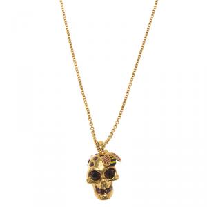 Pre Owned Alexander McQueen Honey Bee Skull Pendant Necklace
