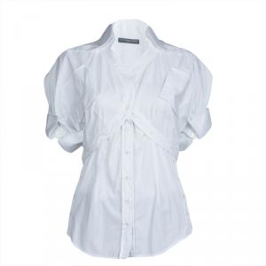 Pre Owned Alexander Mcqueen White Short Sleeve Cotton Shirt S