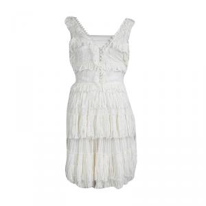 Alexander McQueen Cream Knit Ruffle Detail Tiered Sleeveless Dress XXS