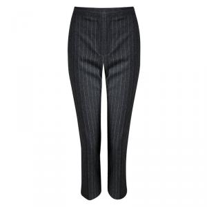 Alexander McQueen Grey Striped Wool Trousers M