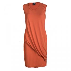 Pre Owned Alexander Mcqueen Orange Jersey Asymmetric Sleeveless T-Shirt Dress XL