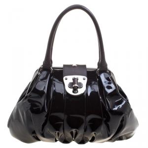 Alexander McQueen Dark Brown Patent Leather Elvie Satchel