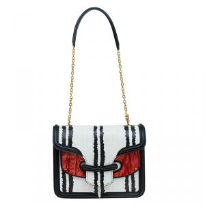 Pre Owned Alexander McQueen Black/White Python and Pony Hair Lucite Heroine Shoulder Bag