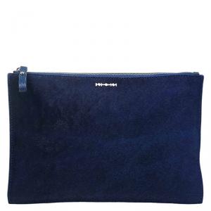 Pre Owned Alexander McQueen Blue Calf hair Kicks Clutch