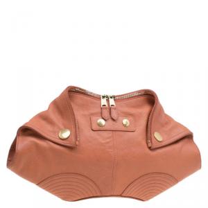 Pre Owned Alexander McQueen Orange Leather Medium Faithful De Manta Clutch