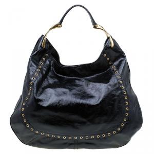 Alexander Mcqueen Black Patent Leather Wishbone Hobo