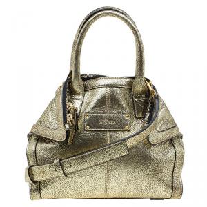 Alexander McQueen Gold Leather Mini De Manta Tote